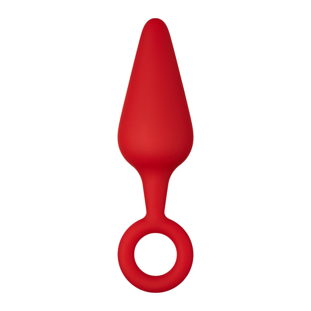 F-10: SILICONE PLUG W/ PULL RING RED L - One Stop Adult Shop