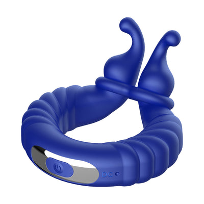 F-24: TEXTURED VIBRATING COCKRING - BLUE - One Stop Adult Shop