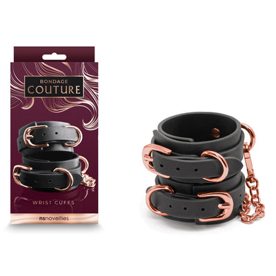 Bondage Couture Wrist Cuffs - Black - One Stop Adult Shop