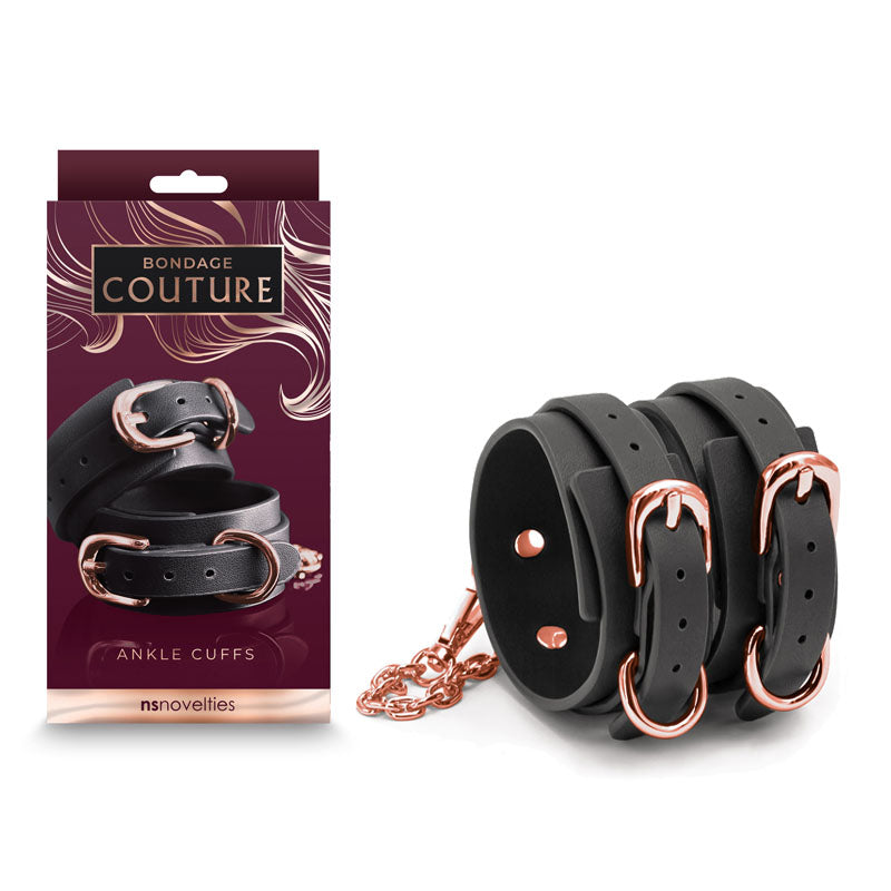 Bondage Couture Ankle Cuffs - Black - One Stop Adult Shop