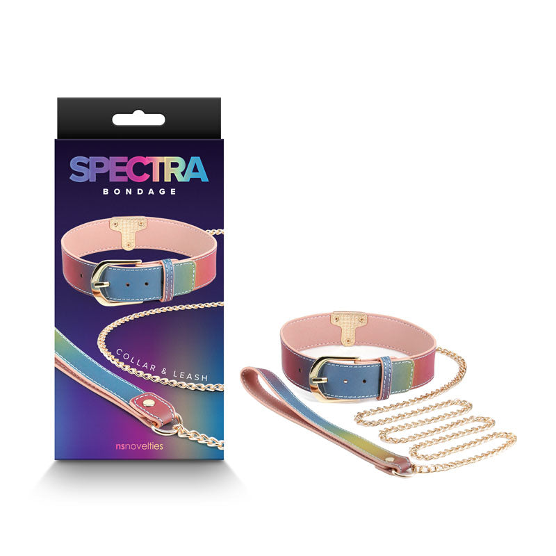 Spectra Bondage Collar & Leash - Rainbow - One Stop Adult Shop