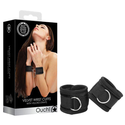 OUCH! Velvet & Velcro Adjustable Handcuffs - One Stop Adult Shop