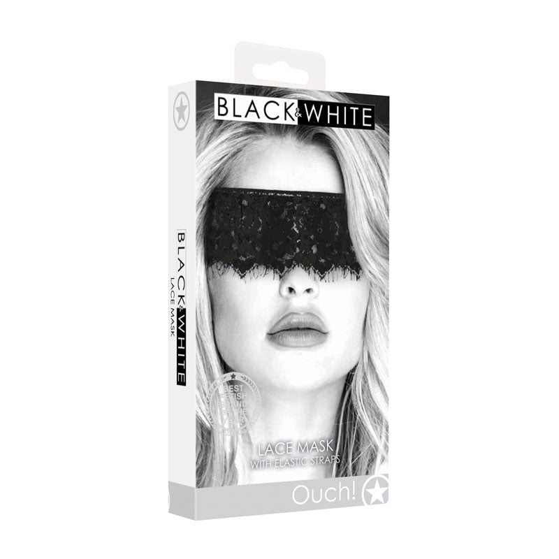 OUCH! Black & White Lace Mask With Elastic Straps - One Stop Adult Shop