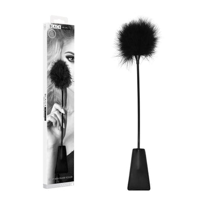 OUCH! Black & White Crop with Feather Tickler - One Stop Adult Shop