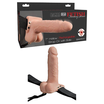 Fetish Fantasy Series 7'' Hollow Rechargeable Strap-On with Balls - One Stop Adult Shop