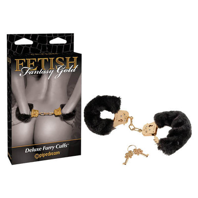 Fetish Fantasy Gold Deluxe Furry Cuffs - One Stop Adult Shop