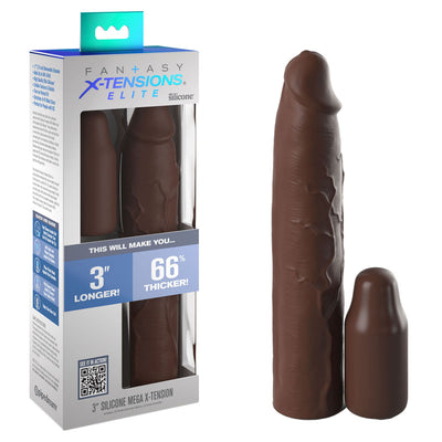 Fantasy X-Tensions Elite 3'' Silicone Extension - Brown - One Stop Adult Shop