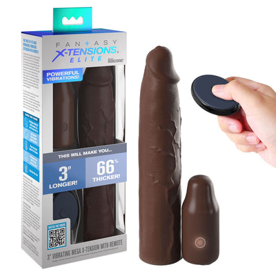 Fantasy X-Tensions Elite Vibrating Mega X-tension with Remote - Brown - One Stop Adult Shop