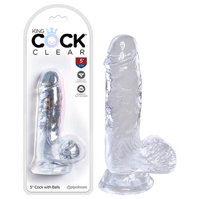 King Cock Clear 5'' Cock with Balls - One Stop Adult Shop