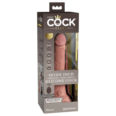 King Cock Elite 7'' Vibrating Dual Density Cock with Remote - One Stop Adult Shop