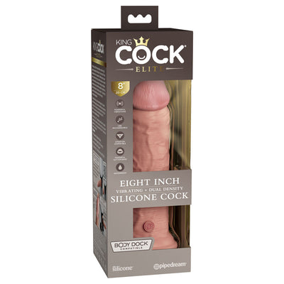 King Cock Elite 8'' Vibrating Dual Density Cock - Flesh - One Stop Adult Shop