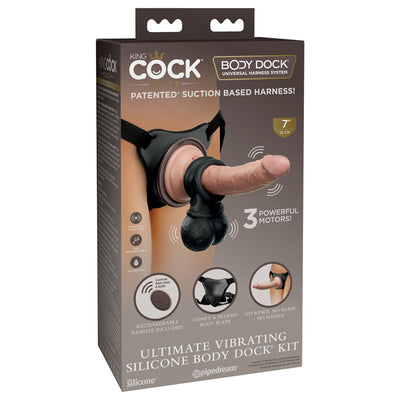 King Cock Elite Ultimate Vibrating Silicone Body Dock Kit - One Stop Adult Shop