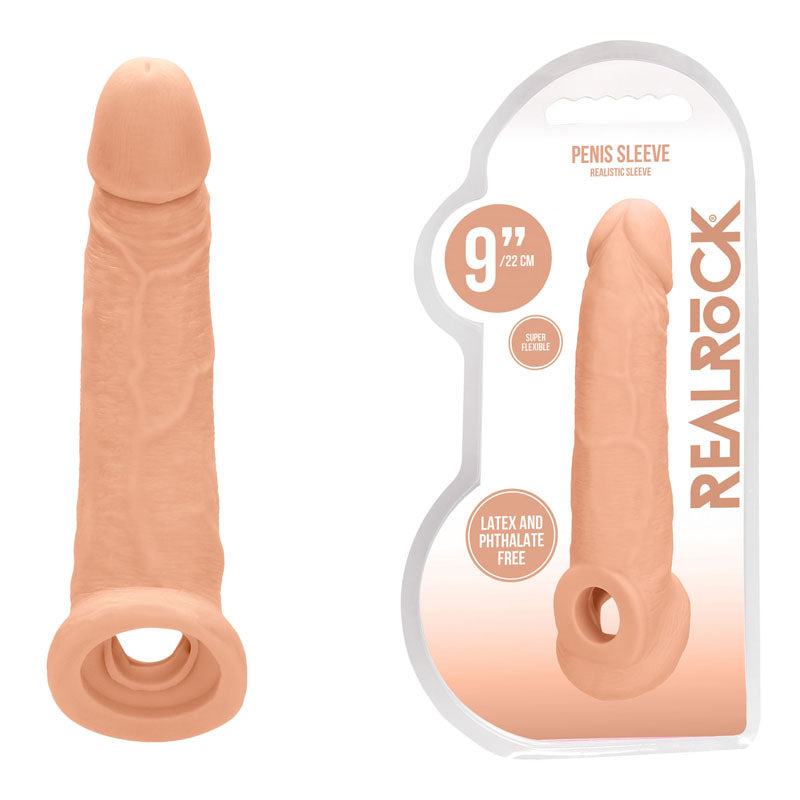 REALROCK 9'' Realistic Penis Extender with Rings - One Stop Adult Shop