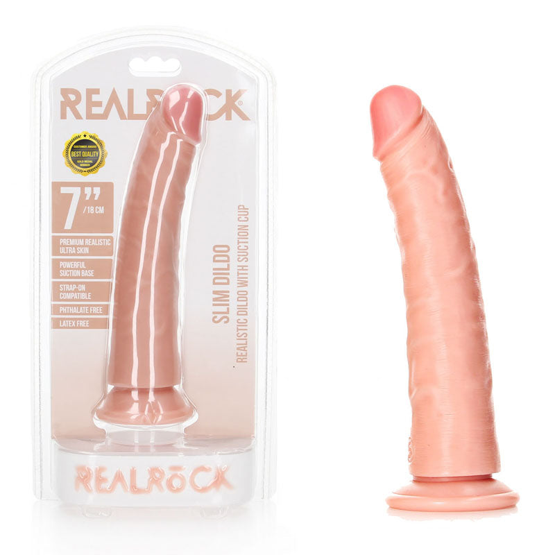 REALROCK Realistic Slim Dildo with Suction Cup - 18cm - One Stop Adult Shop