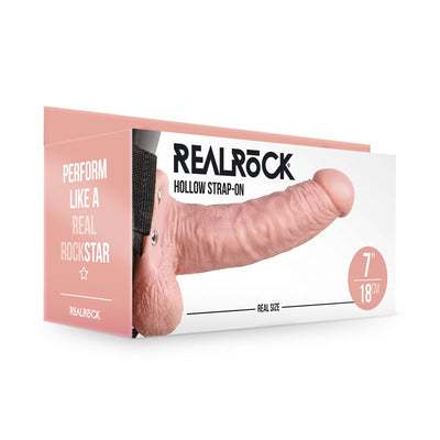 REALROCK Hollow Strapon with Balls - 18 cm Flesh - One Stop Adult Shop