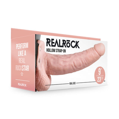 REALROCK Hollow Strapon with Balls - 23 cm Flesh - One Stop Adult Shop