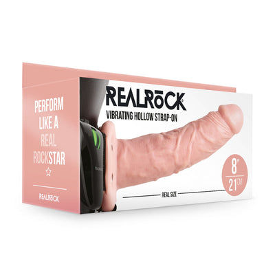 REALROCK Vibrating Hollow Strap-on - 20.5 cm Flesh - One Stop Adult Shop