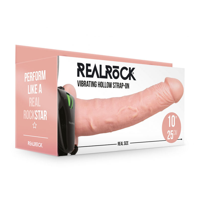 REALROCK Vibrating Hollow Strap-on - 24.5 cm Flesh - One Stop Adult Shop