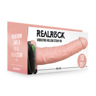 REALROCK Vibrating Hollow Strap-on - 24.5 cm Flesh - One Stop Adult Shop