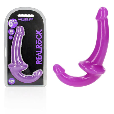 REALROCK 13.5 cm Strapless Strap-On Glow in the Dark - Purple - One Stop Adult Shop