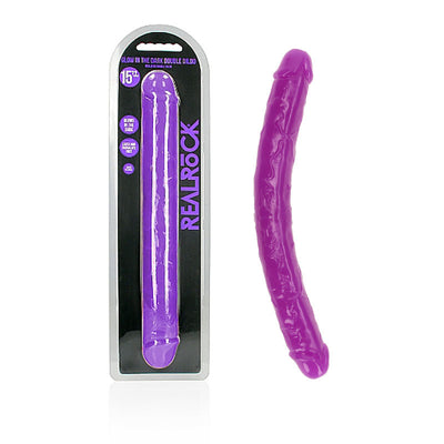 REALROCK 38 cm Double Dong Glow - Purple - One Stop Adult Shop